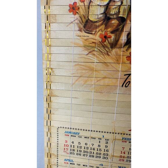 Bamboo Calendar 1988-89 Vintage Hummel Children Kitten 12.5" x 33" Double Sided - Picture 10 of 12